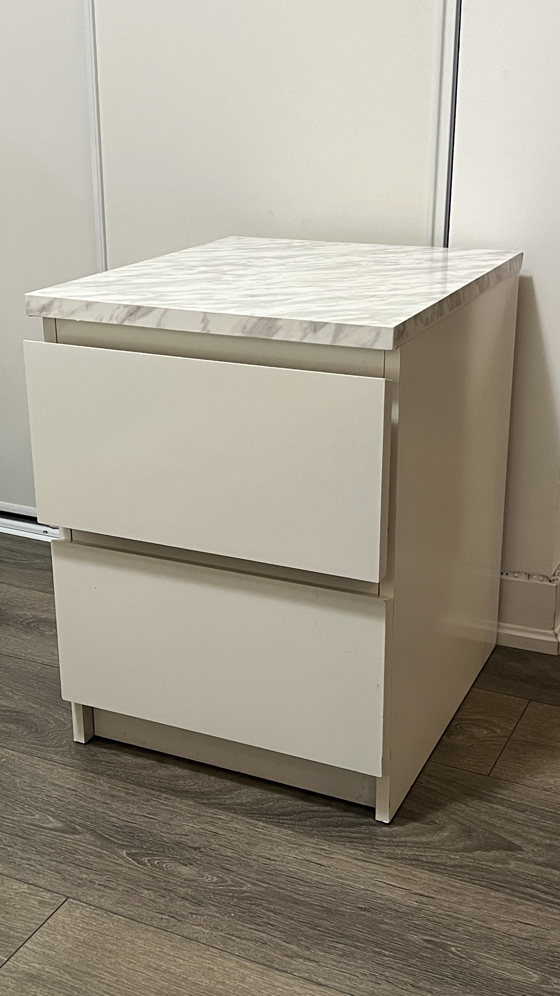 IKEA Malm White Nightstand with Marble Top IKEA malm