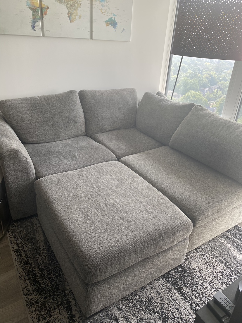 Grey Sectional Sofa with Ottoman - photo 2