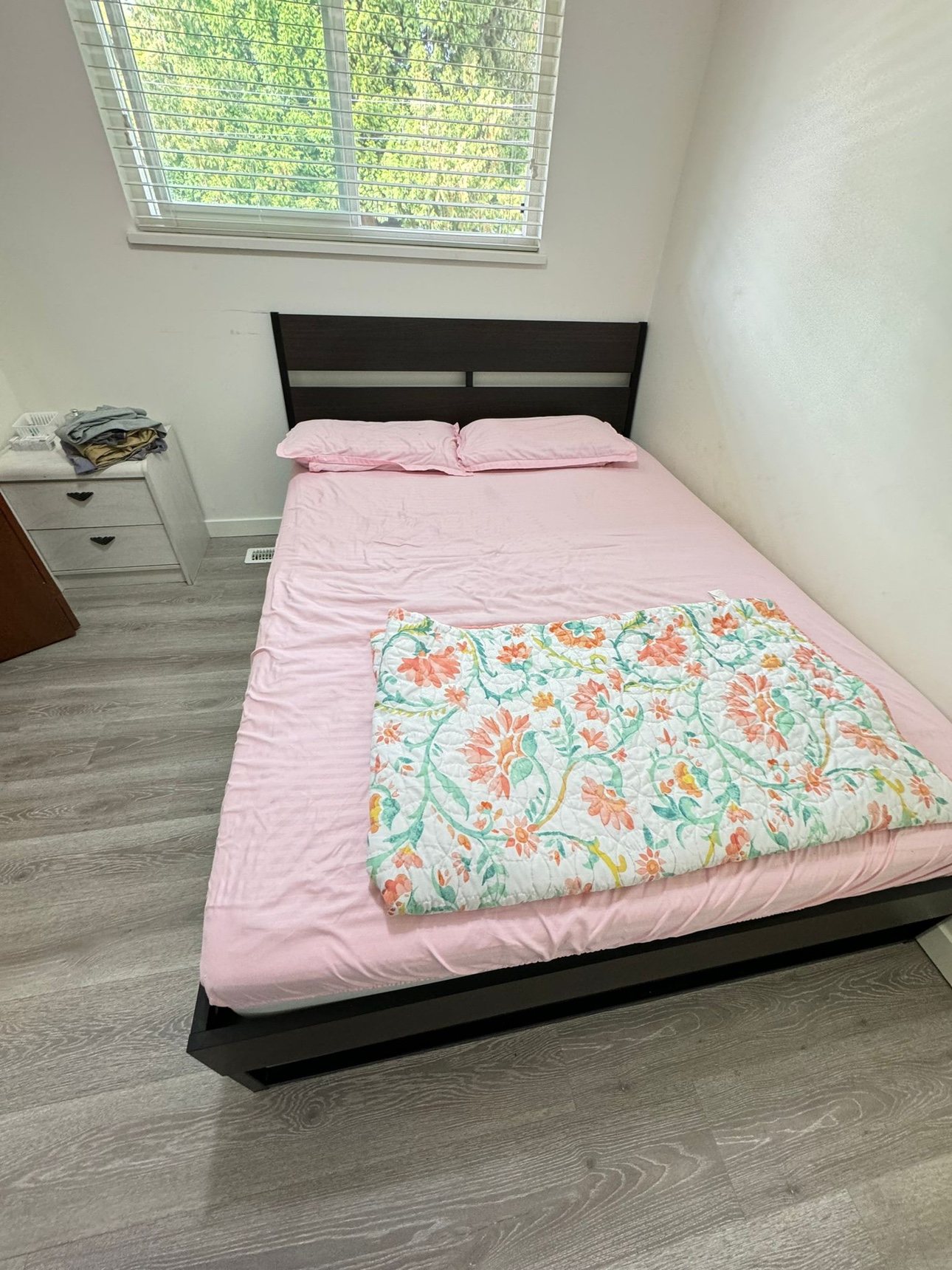 "**Queen Size Bed Frame with Headboard + 2 Mattresses for Sale**
