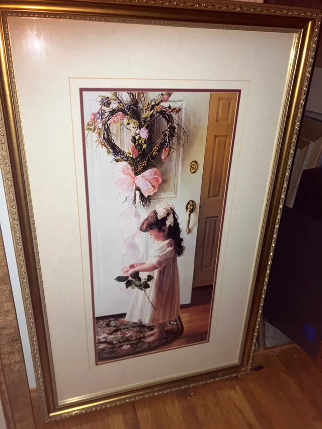 Framed Girl with Flower Print image indicator(2)