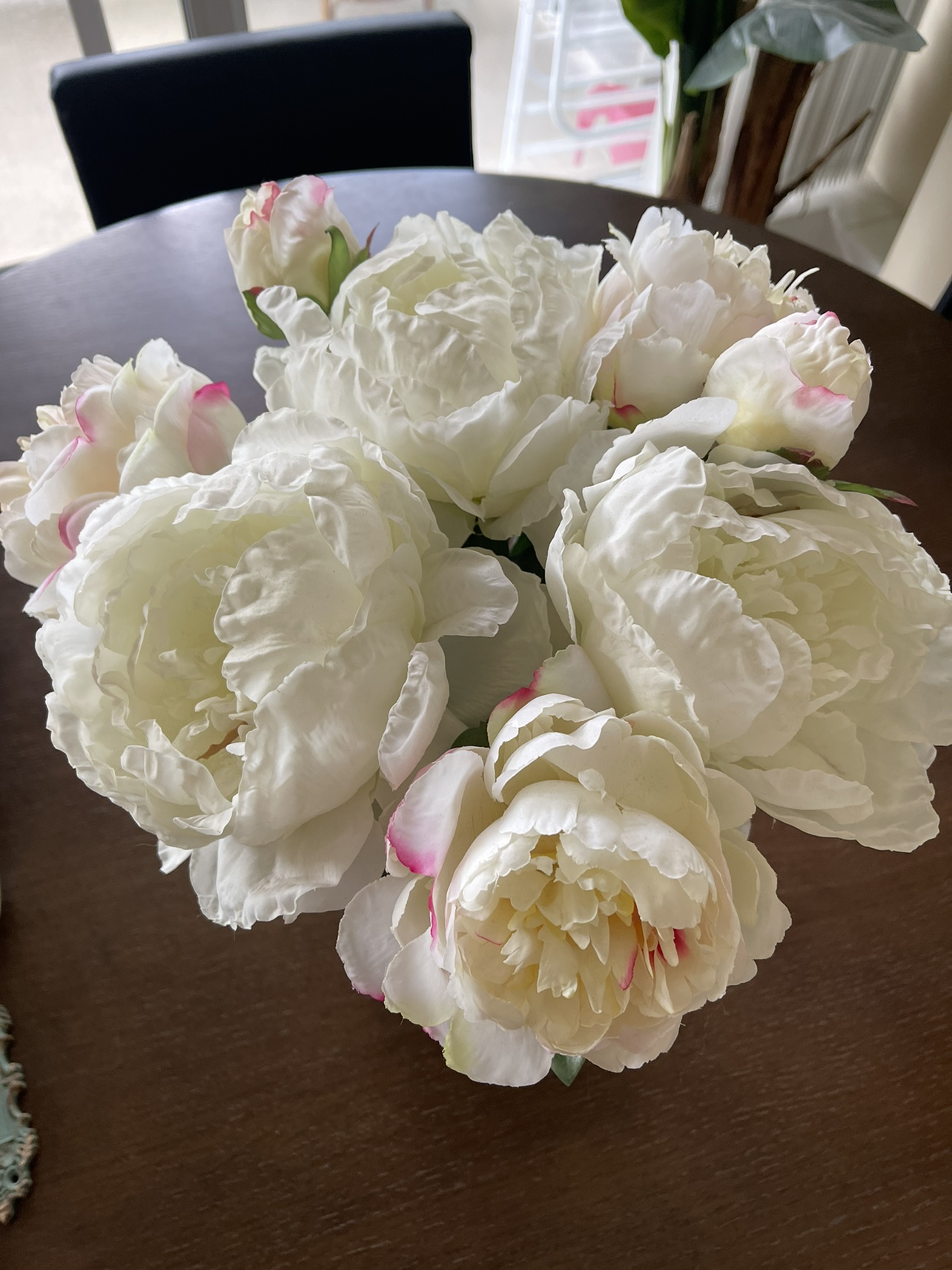 Artificial Peony Bouquet in glass vase - photo 2