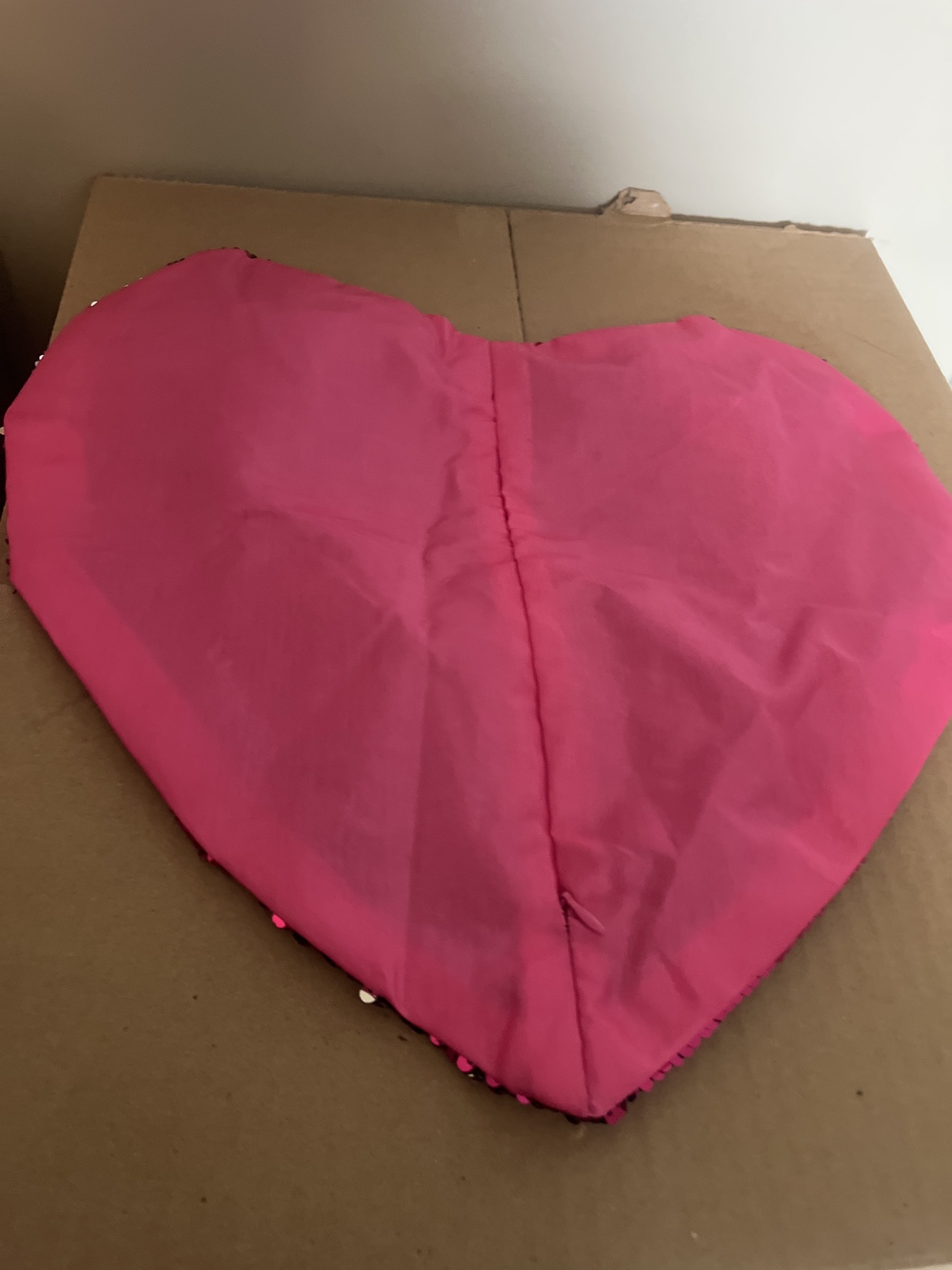 Pink and Silver Sequin Heart Pillow Case - photo 3