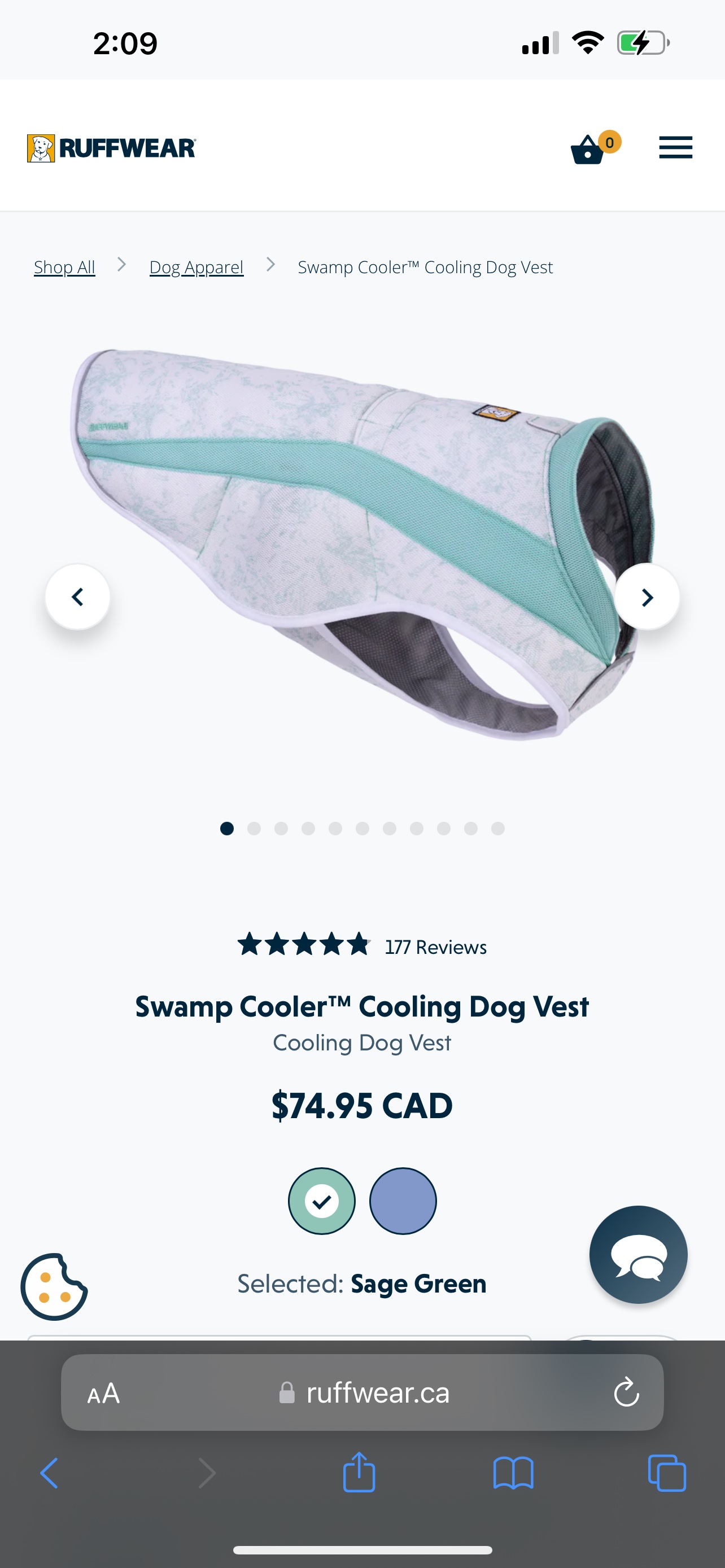 Ruffwear Swamp Cooler Dog Vest - Sage Green