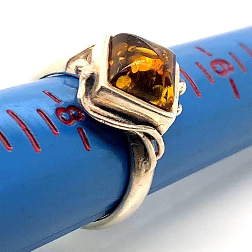 Sterling silver Genuine Amber Ring image indicator(7)