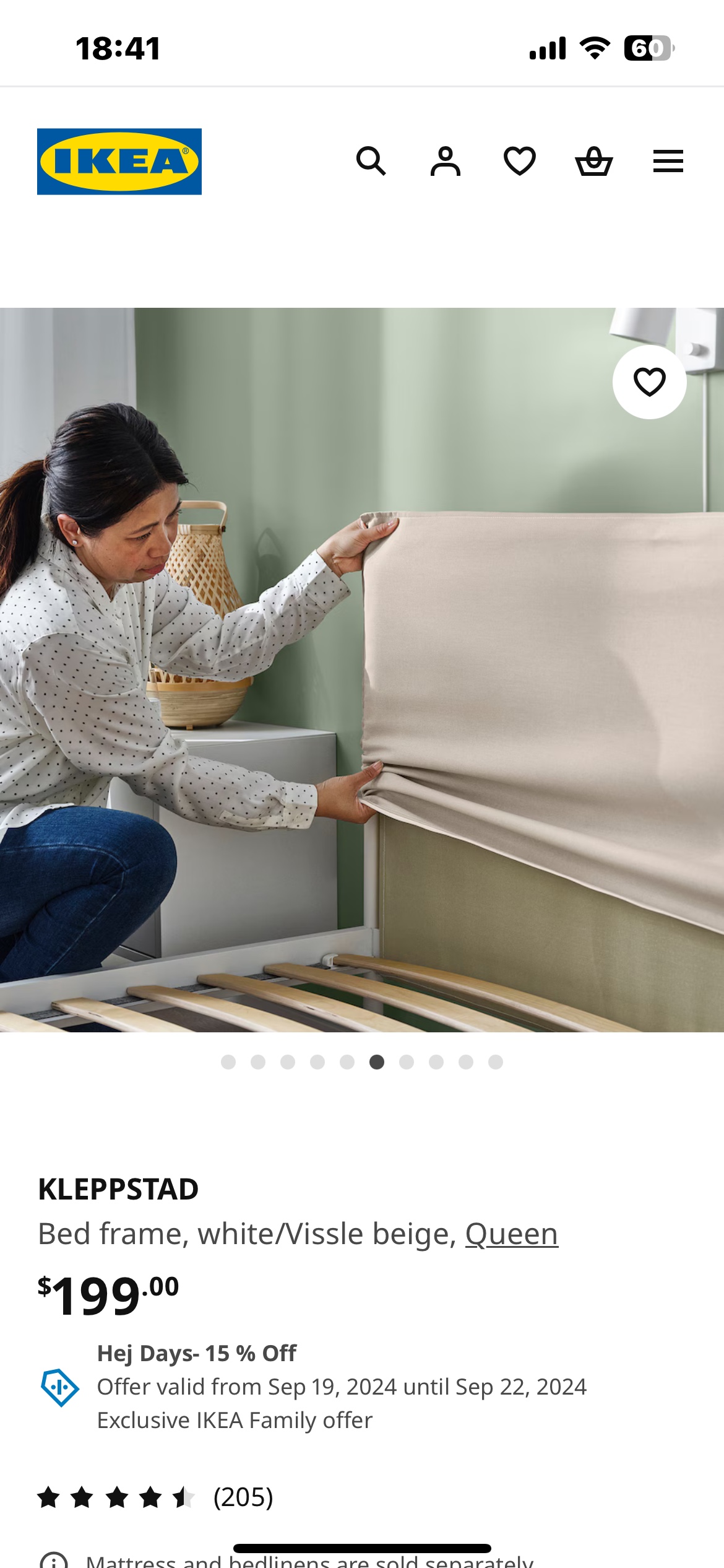 IKEA KLEPPSTAD Bed Frame with mattress, Queen - photo 2