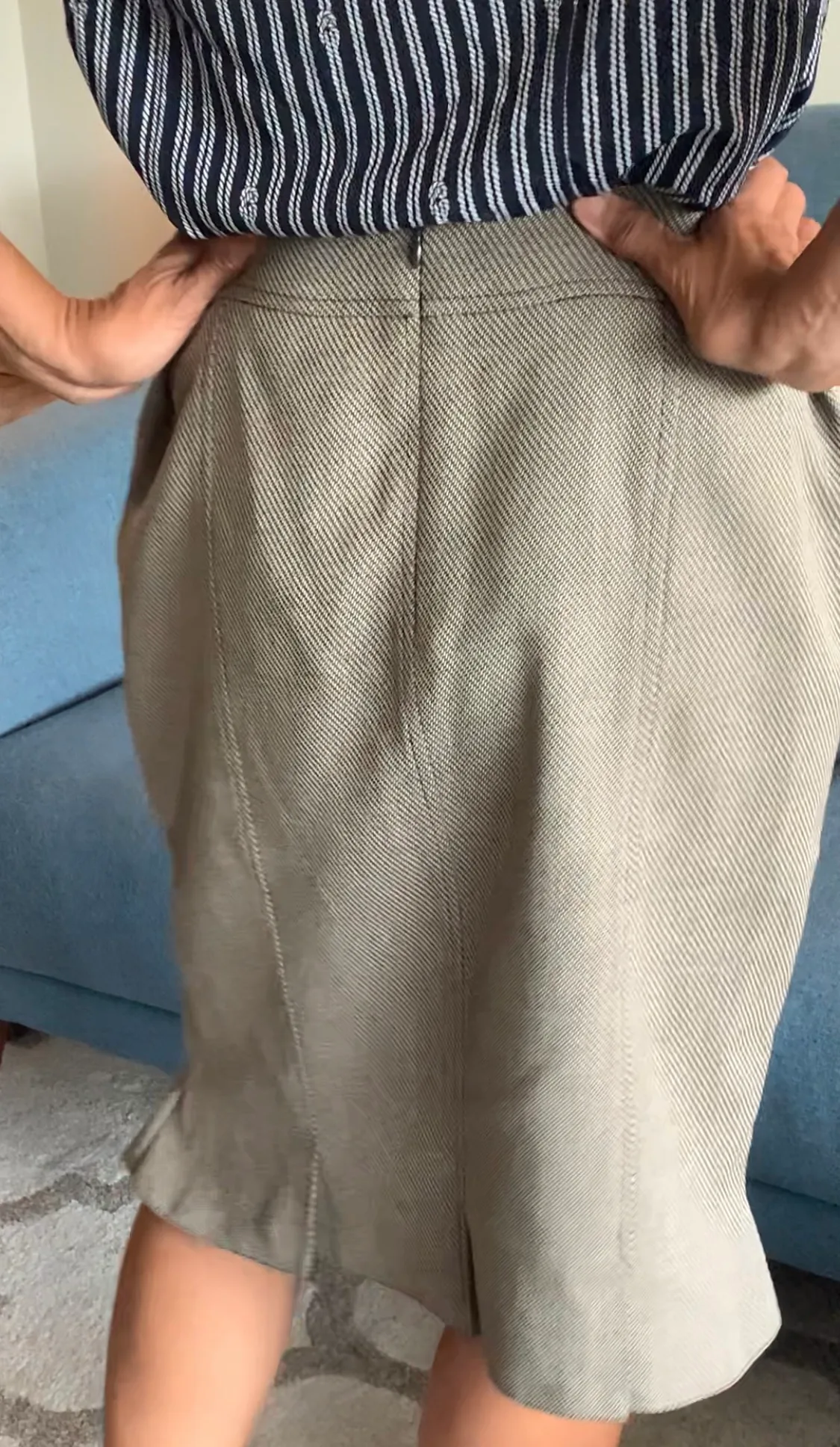 90s Brown & Tan Herringbone Skirt | 100% Wool | Fully Lined image indicator(10)