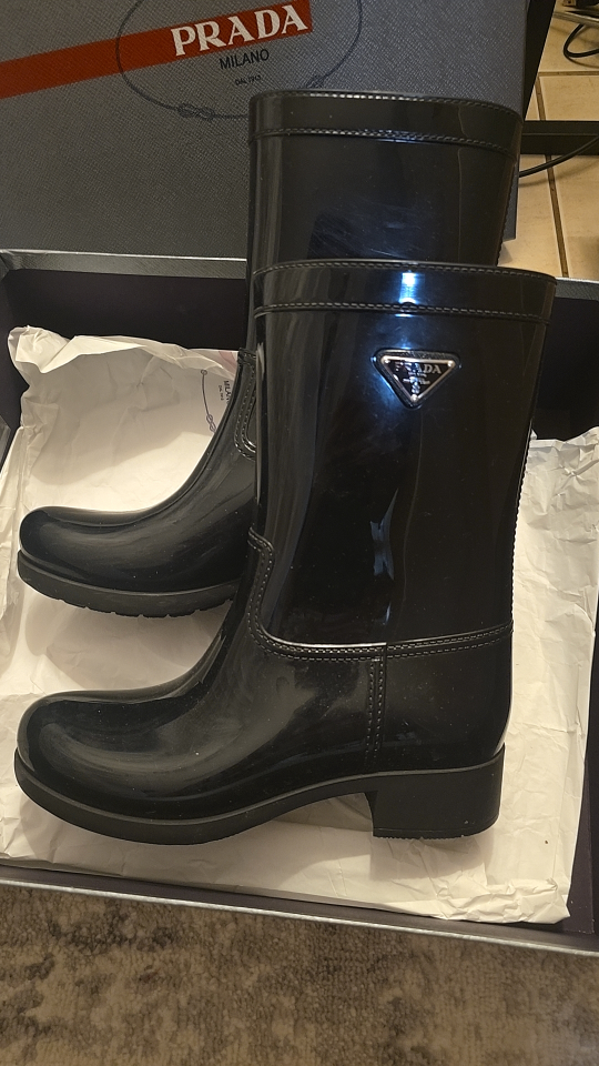 Prada Black Rubber Boots