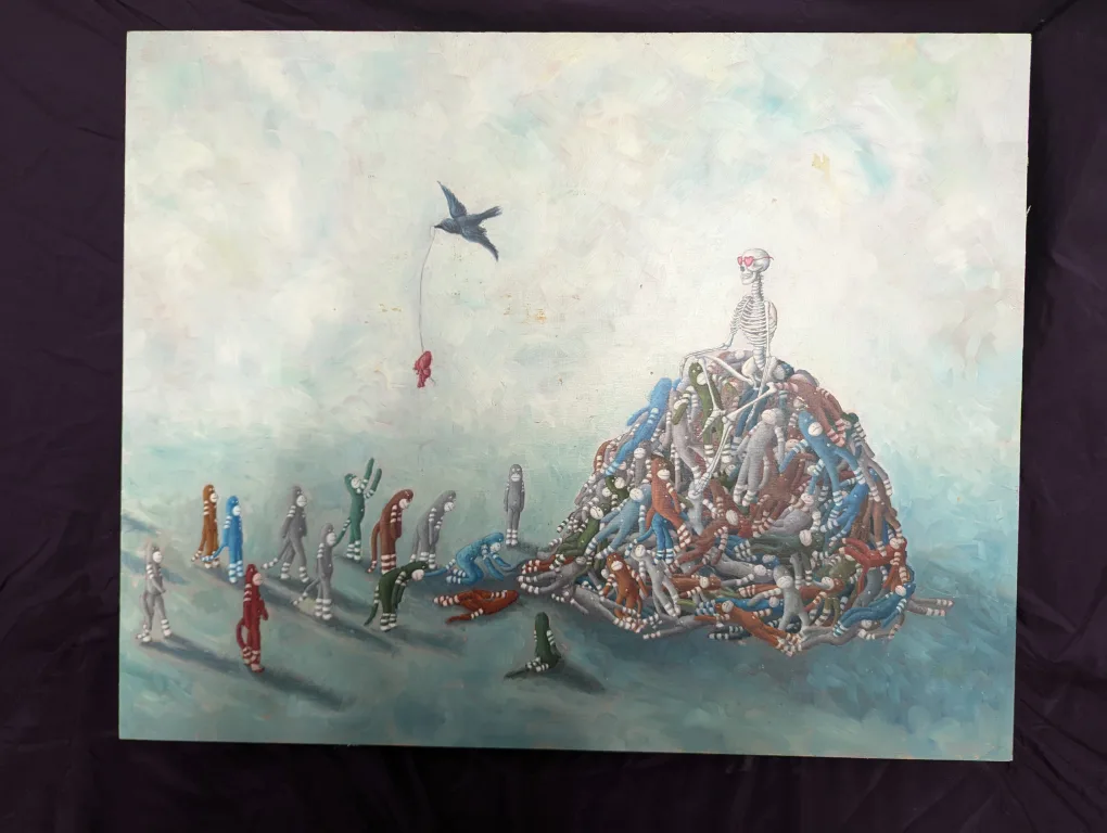 Original Art - Skeleton on a Pile of People thumbnail