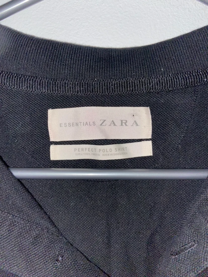 Zara Essentials Black Polo Shirt Size Large image indicator(3)