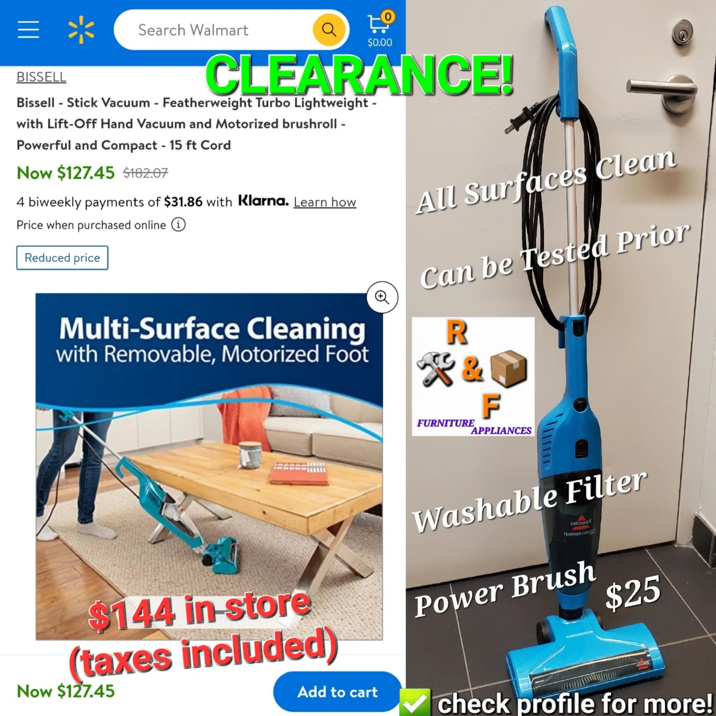 CLEARANCE! Bissell Stick Vacuum Featherweight Turbo+Power brush thumbnail