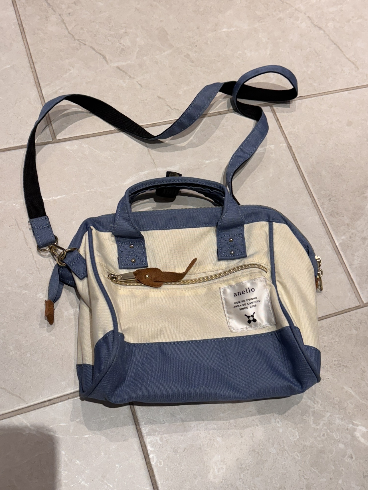 anello Blue and White Bag