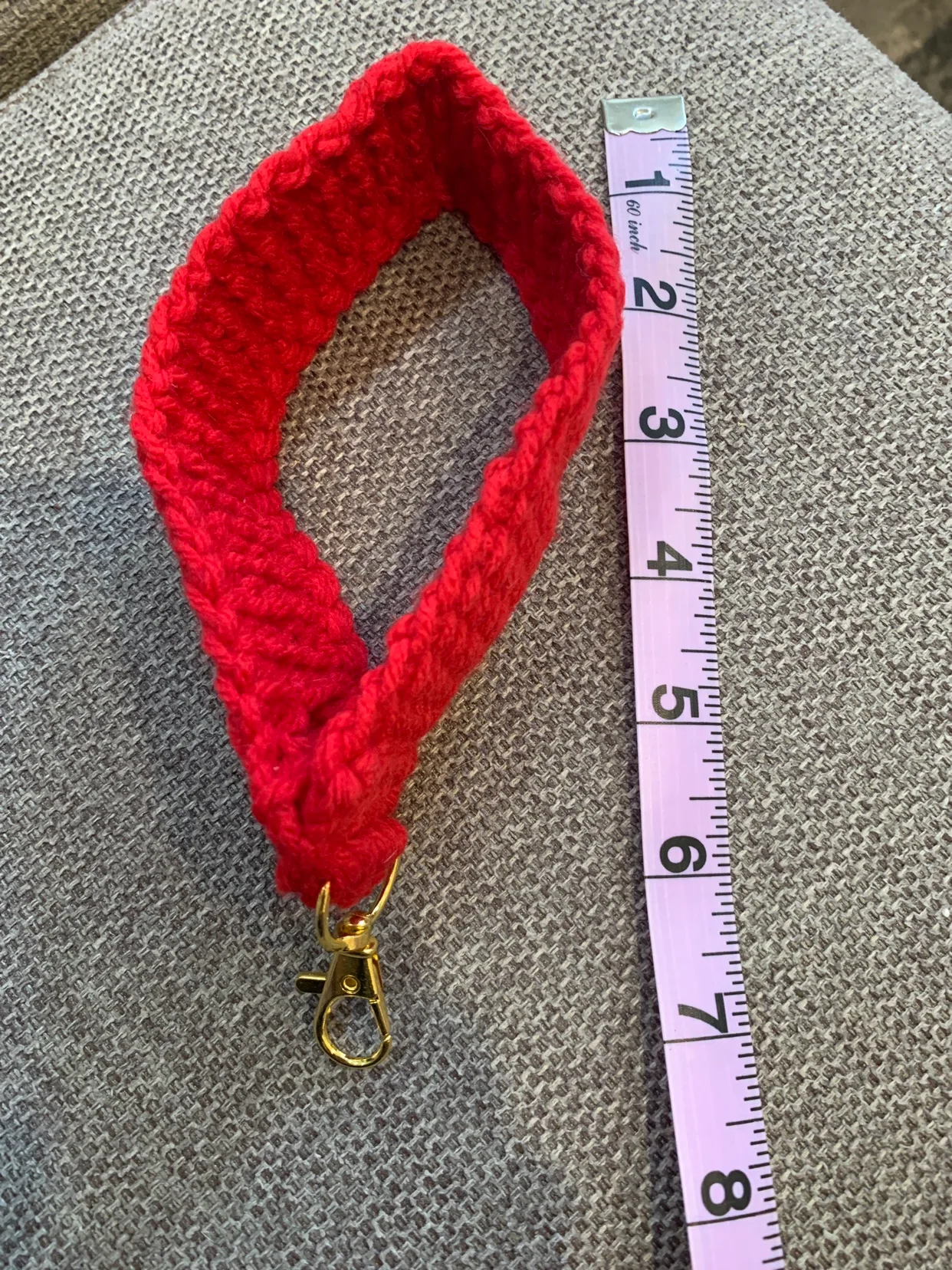 Handmade Crochet Red Crochet Keychain Wristlet image indicator(2)