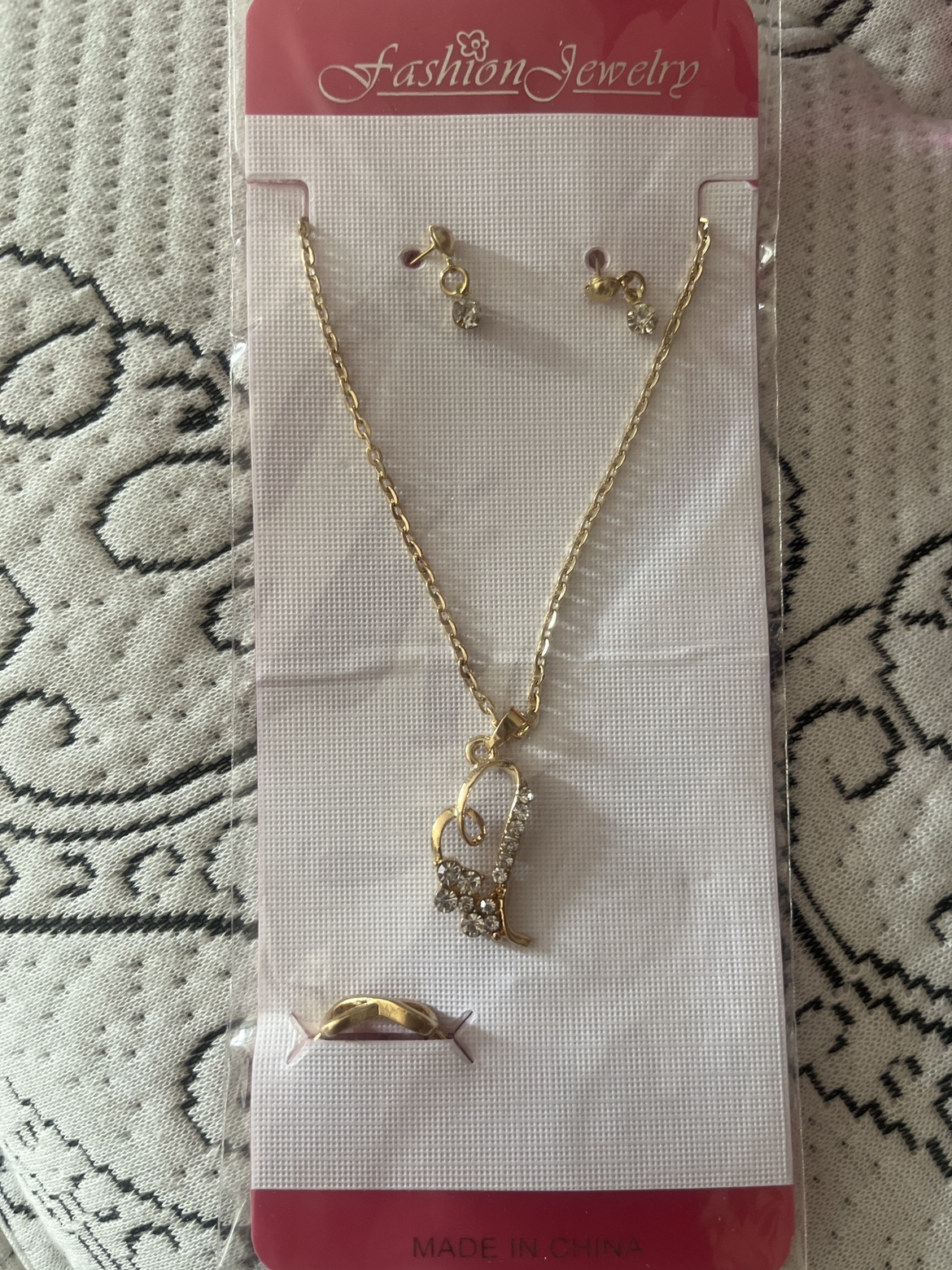 Gold Necklace, Ring & Earrings Set (Brand New)