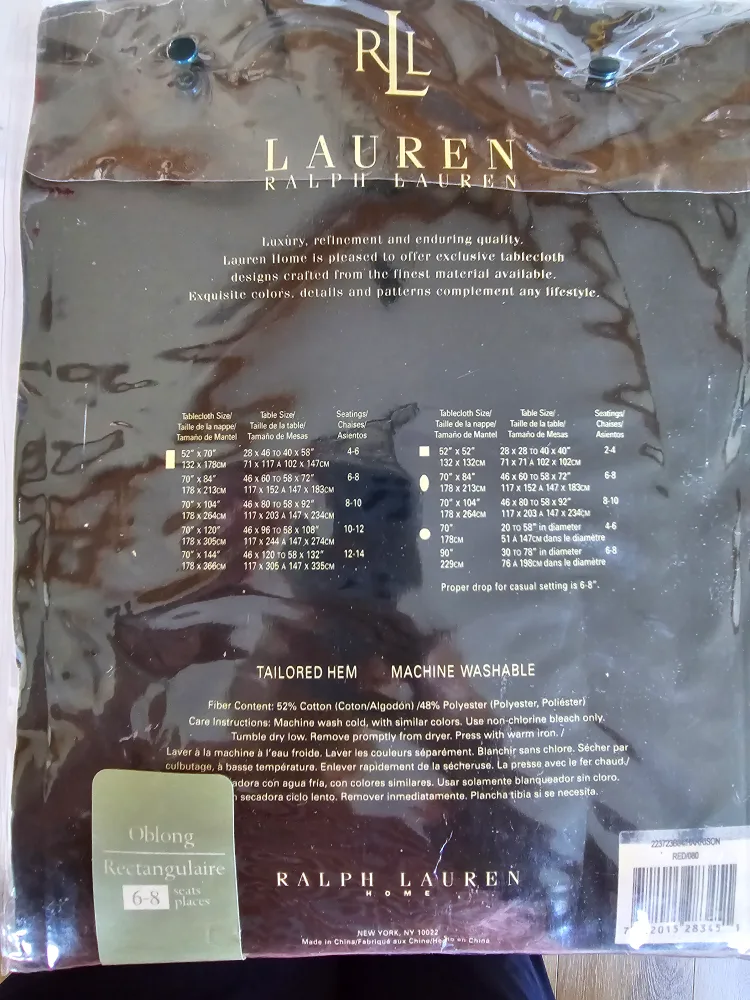 Ralph Lauren Holiday Red Oblong Tablecloth image indicator(2)