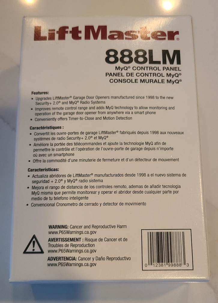Brand new LiftMaster 888LM MyQ Control Panel - photo 2