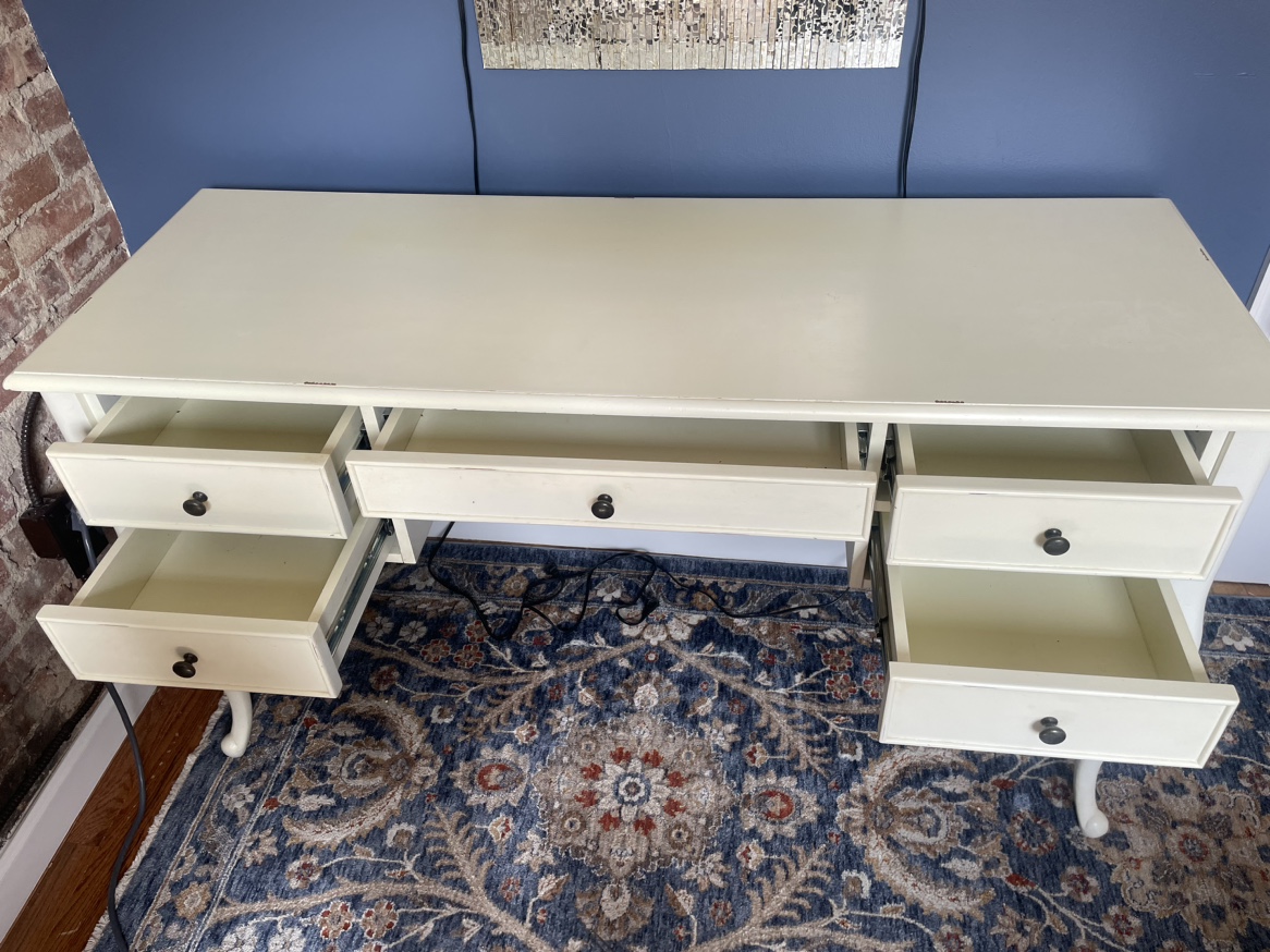 White Vanity Desk with Drawers - photo 5