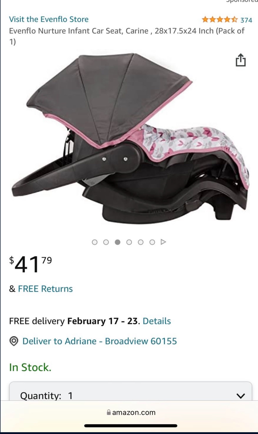 Evenflo Nurture Infant Car Seat