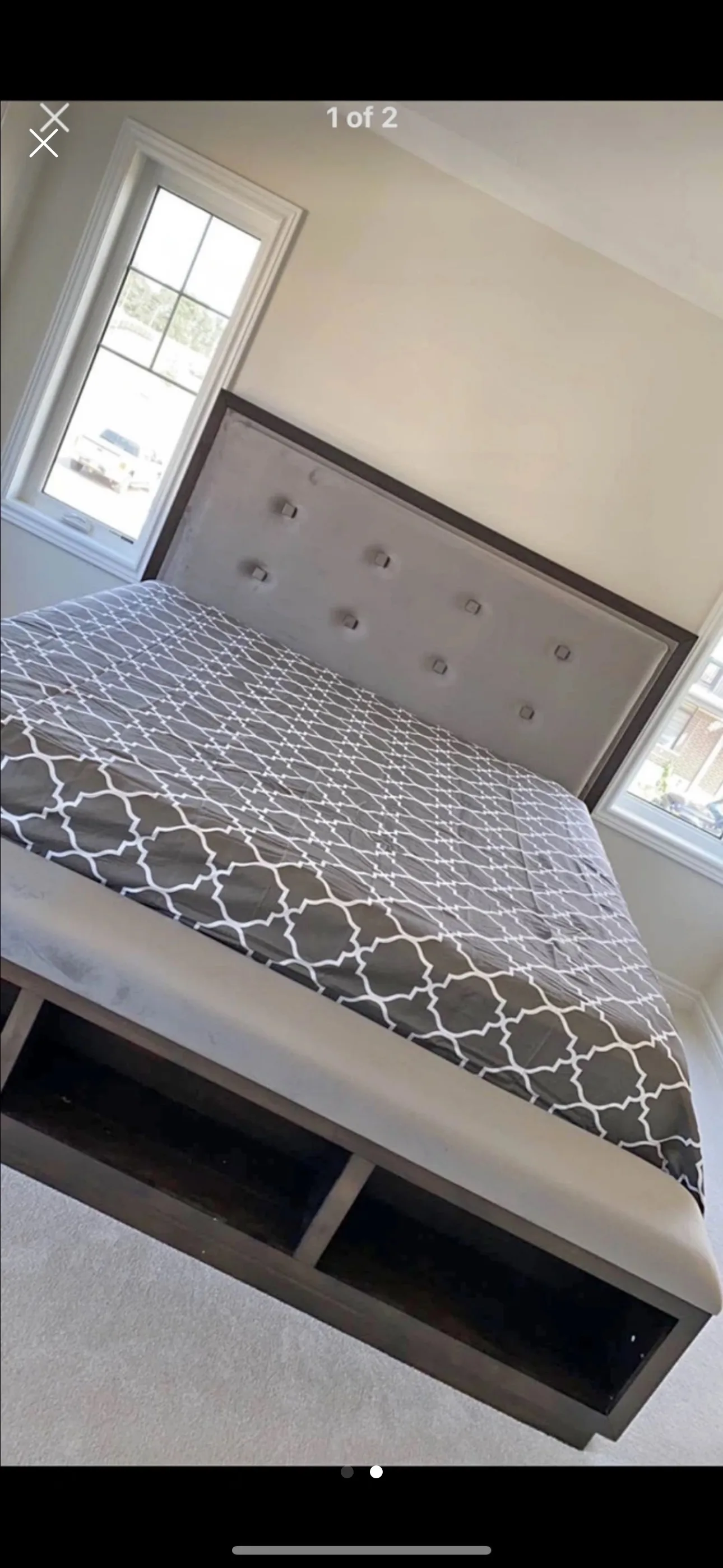 Hyndell King Bedroom Set with Gray Velvet Textured Headboard thumbnail