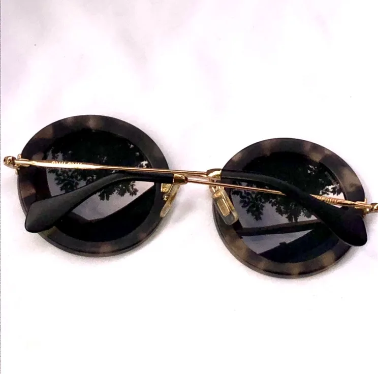 MIU MIU NOIR 13N Brown Havana Gold Retro Round Metal Sunglasses image indicator(8)