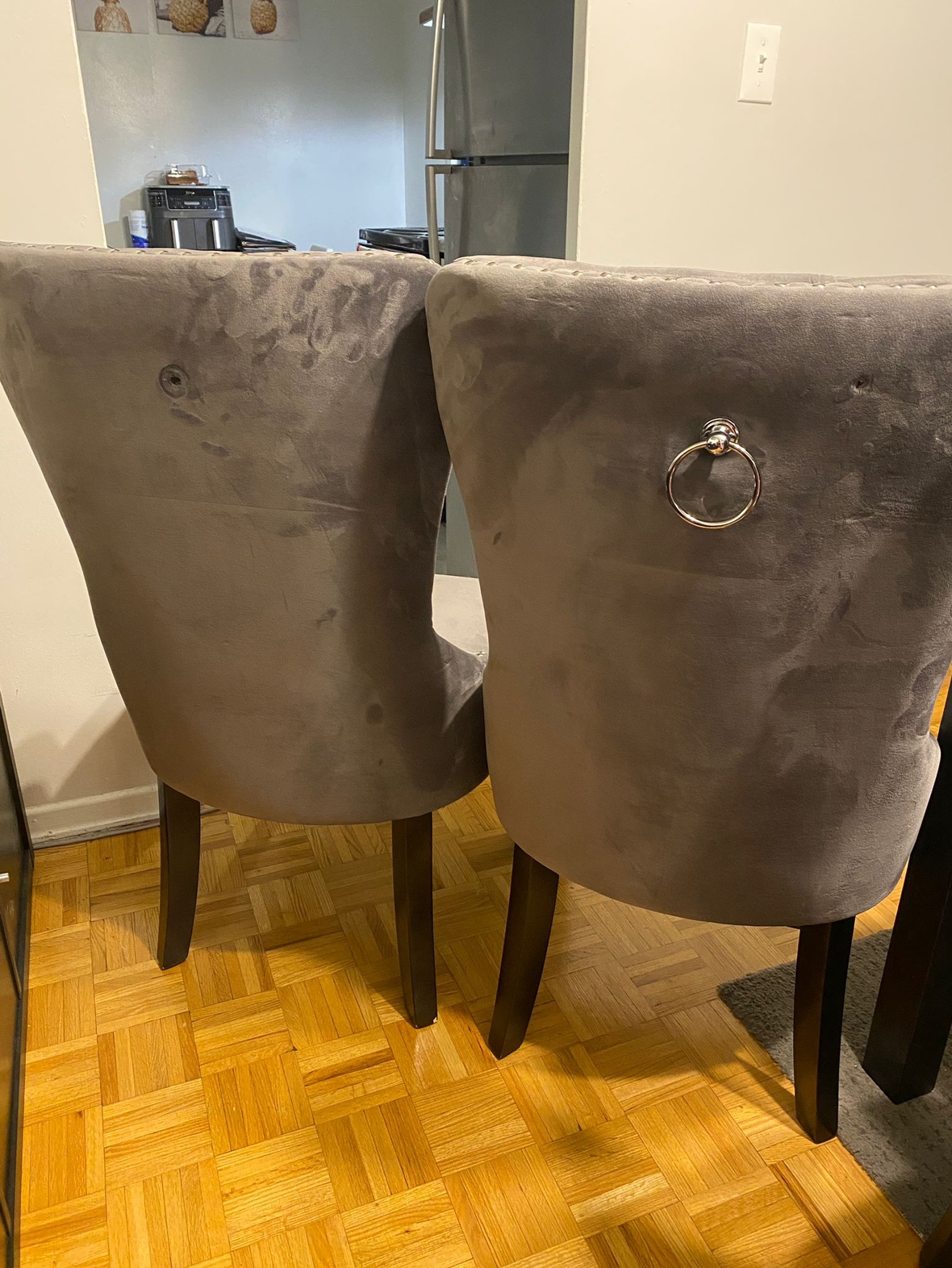 Set of 2 Modern Velvet & Solid Wood Dining Chairs - photo 3