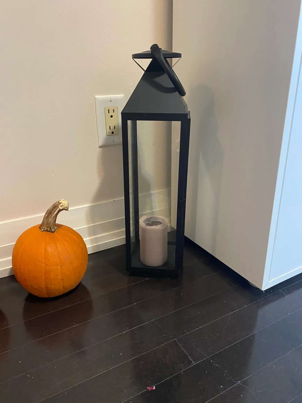 Black Metal Lantern with candle thumbnail