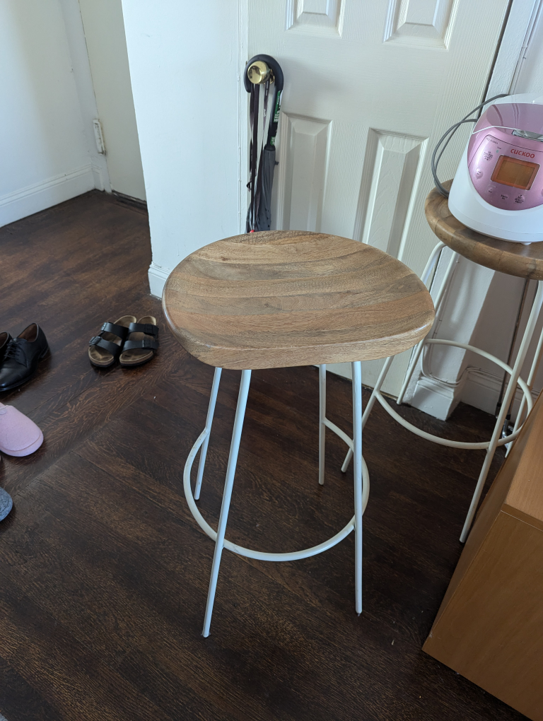 Two West  Elm White Bar Stools