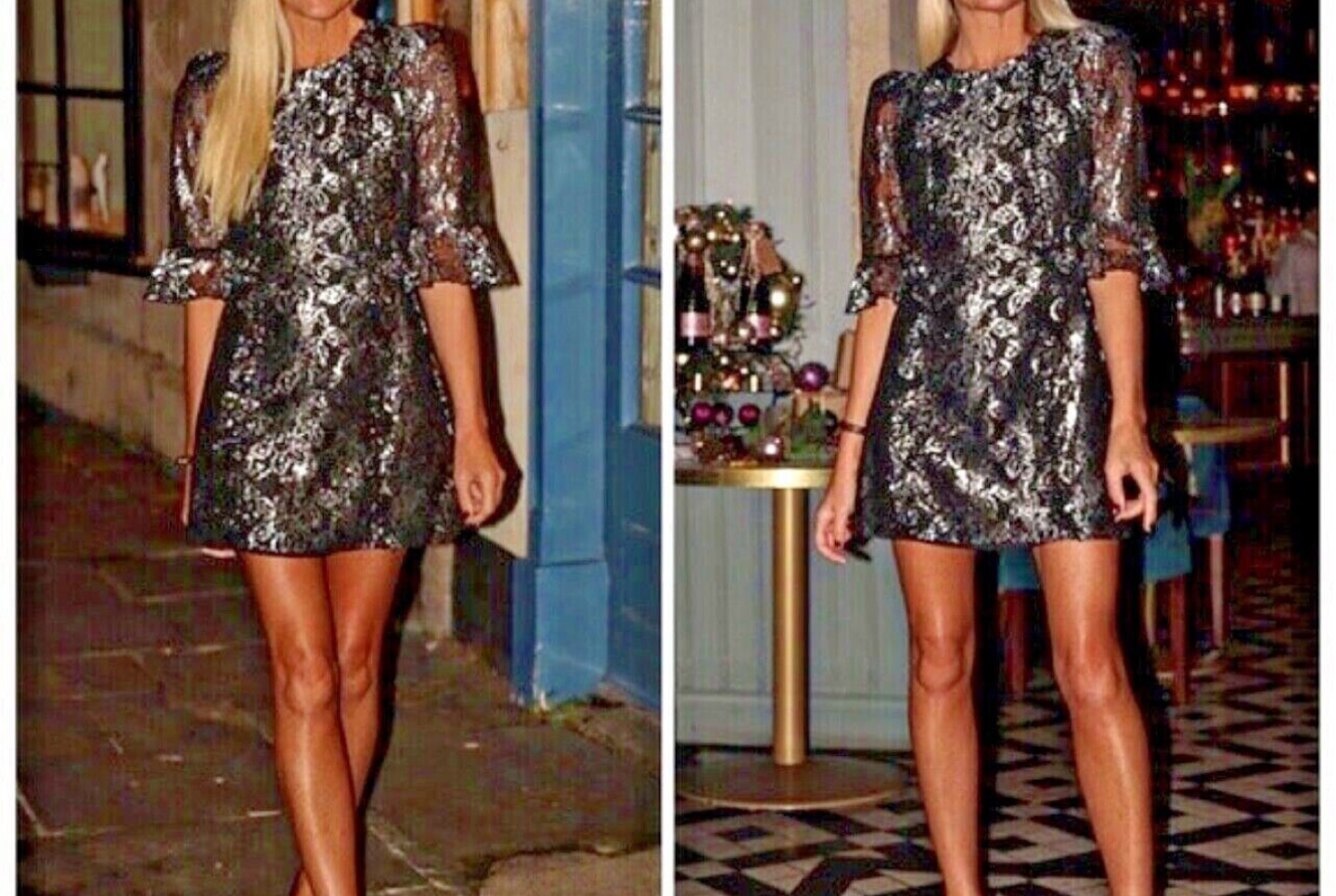 Black and Silver Lace Mini Dress - photo 2