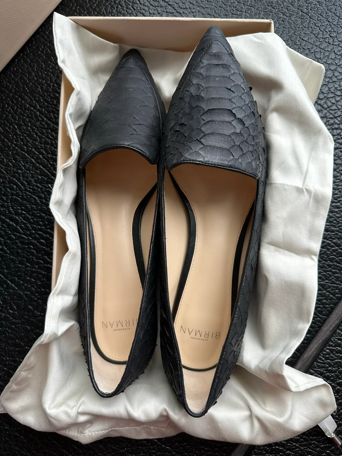 Alexandre Birman Black Snake Flats $250 image indicator(4)