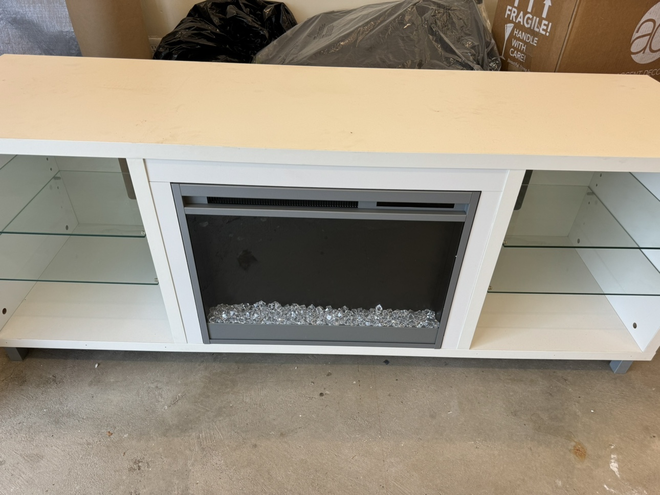White Electric Fireplace TV Stand - photo 2