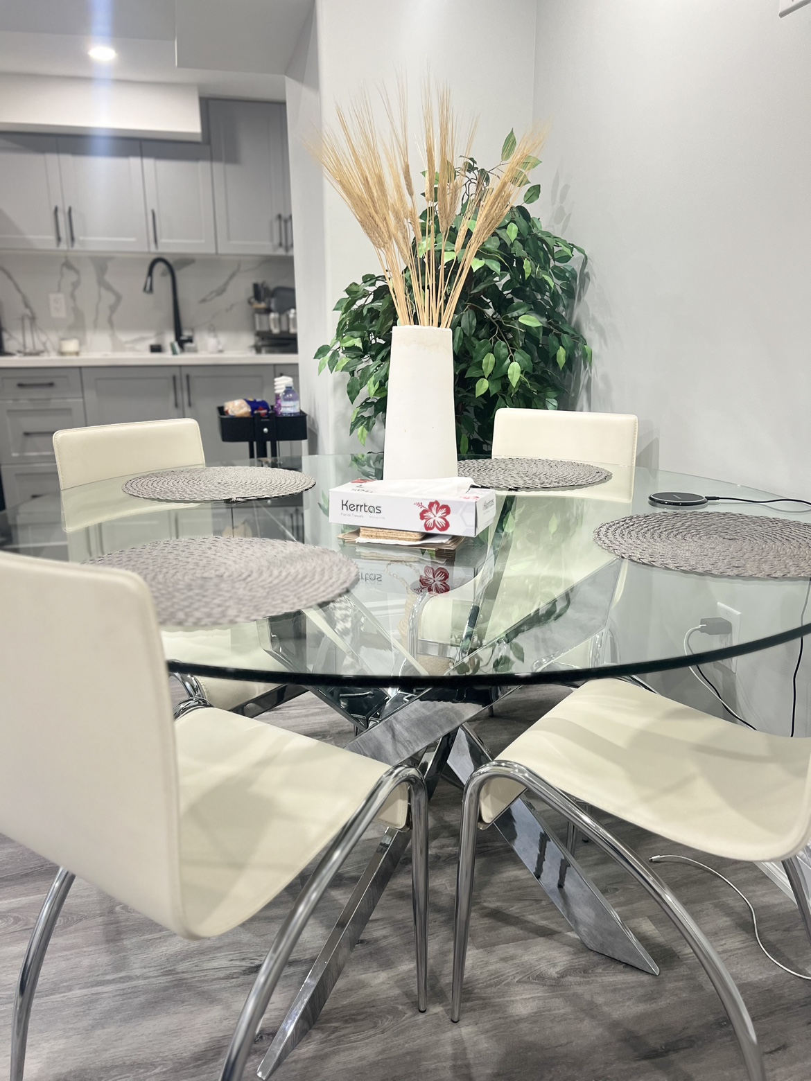 Glass Dining Table with 4 Chairs