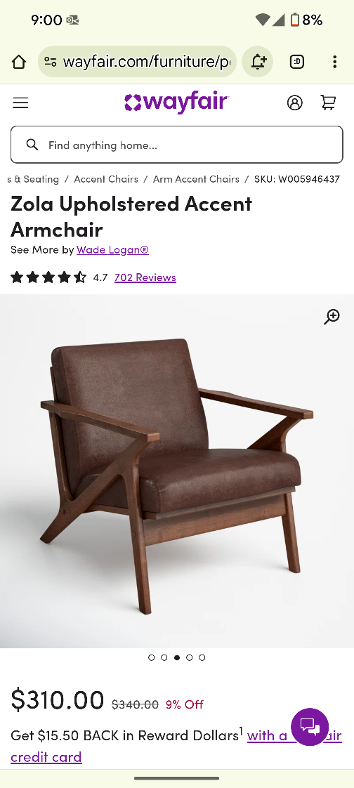 Zola Upholstered Accent Armchair - photo 2