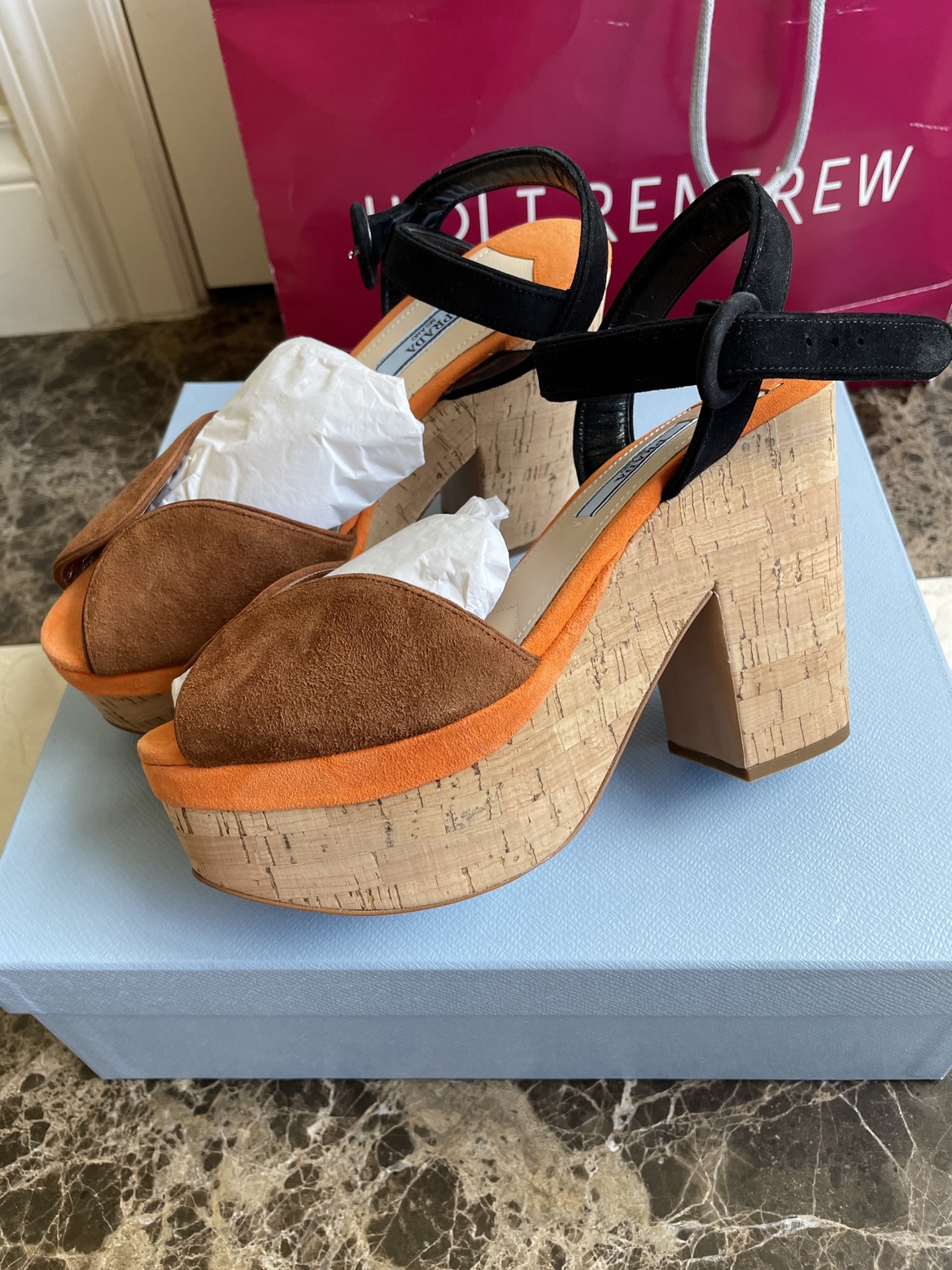 Brand New Prada Cork Wedge Sandals, size 36.5 - photo 2