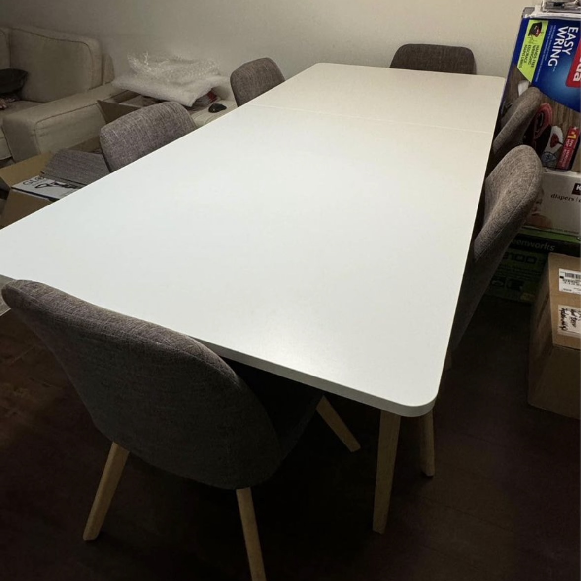 White Extendable Dining Table with 4 Chairs - photo 2