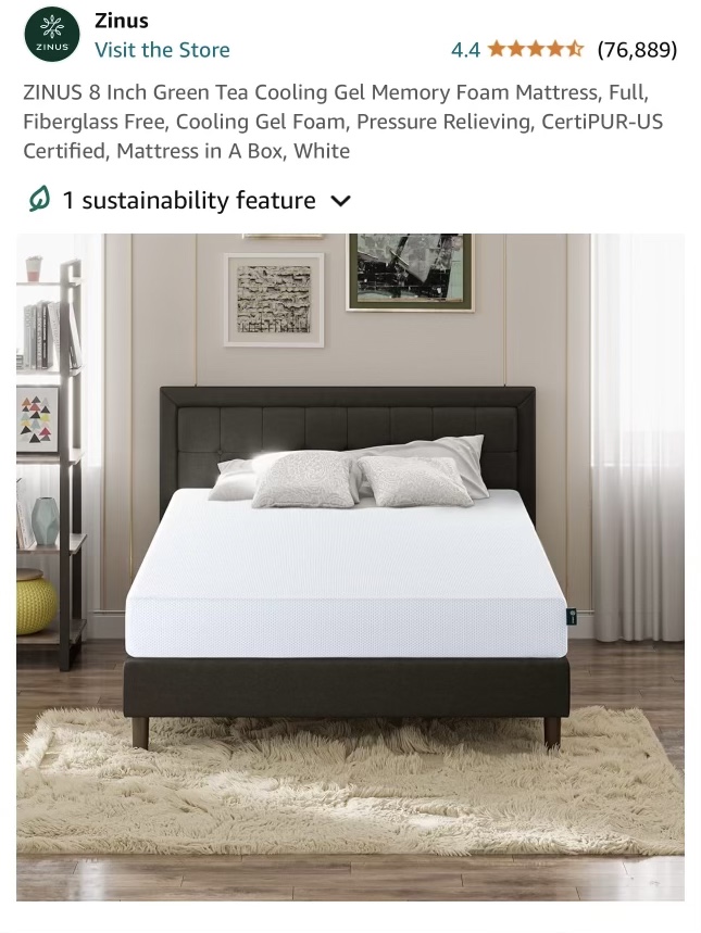 Zinus 8” Full mattress