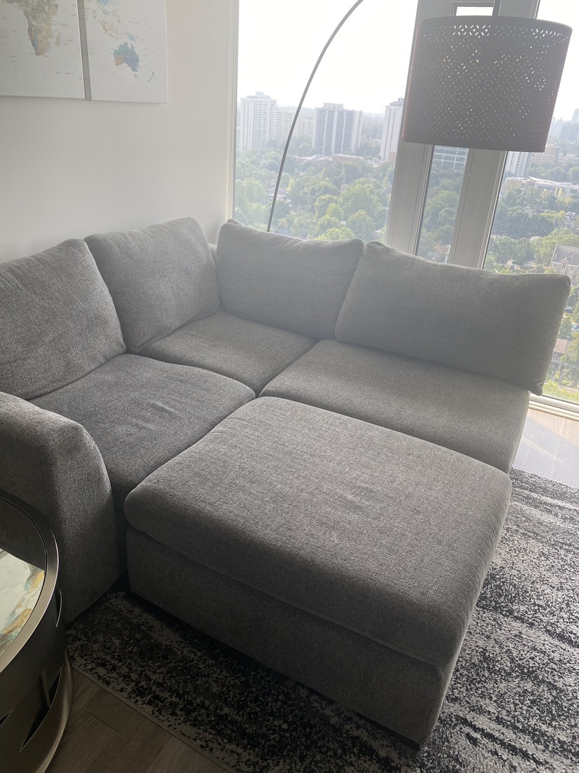 Grey Sectional Sofa with Ottoman - photo 3