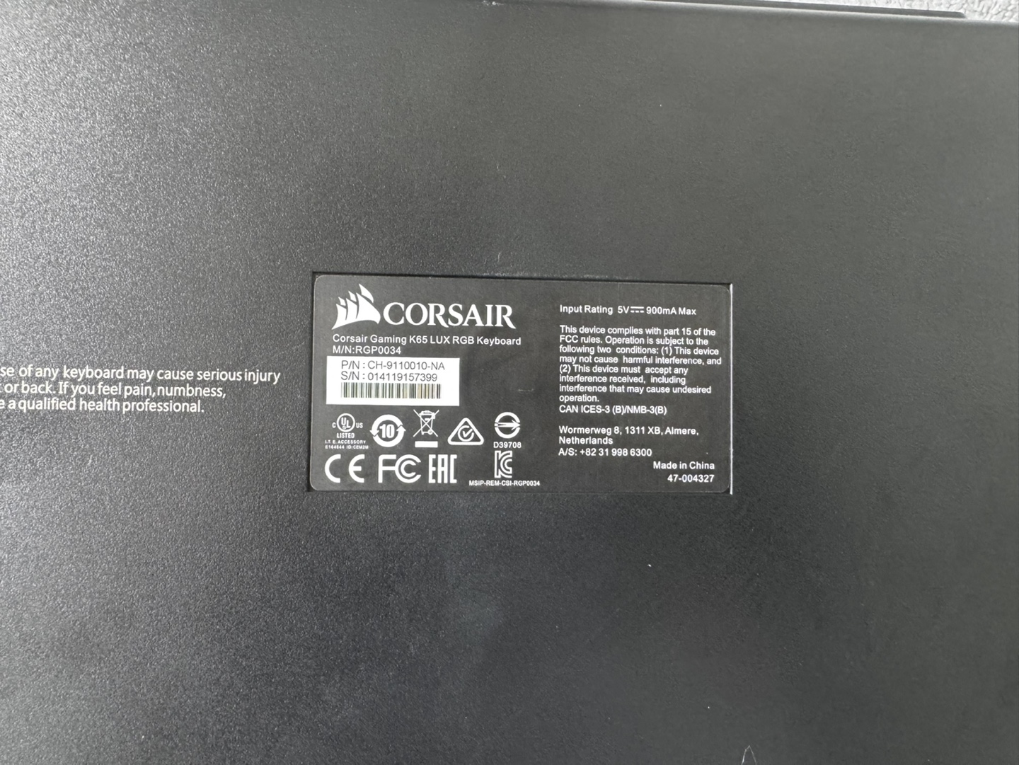 Corsair K65 LUX RGB Keyboard - photo 2
