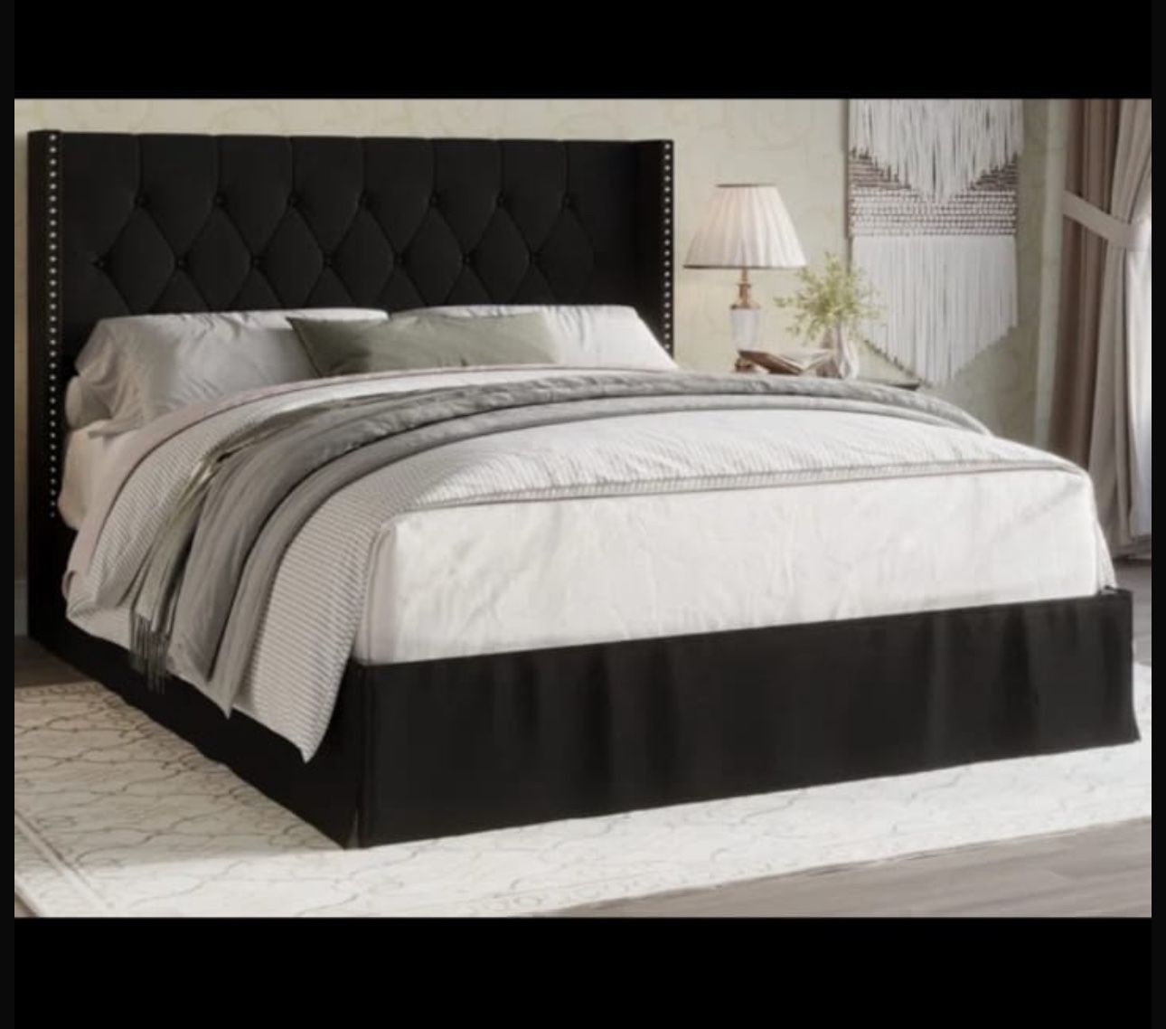 Black Upholstered Bed Frame