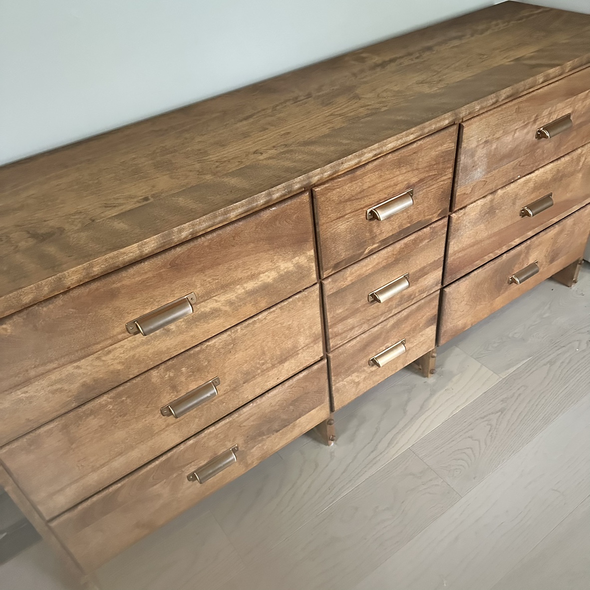 5 feet Solid wood 9 drawer dresser with copper colored pulls - photo 5