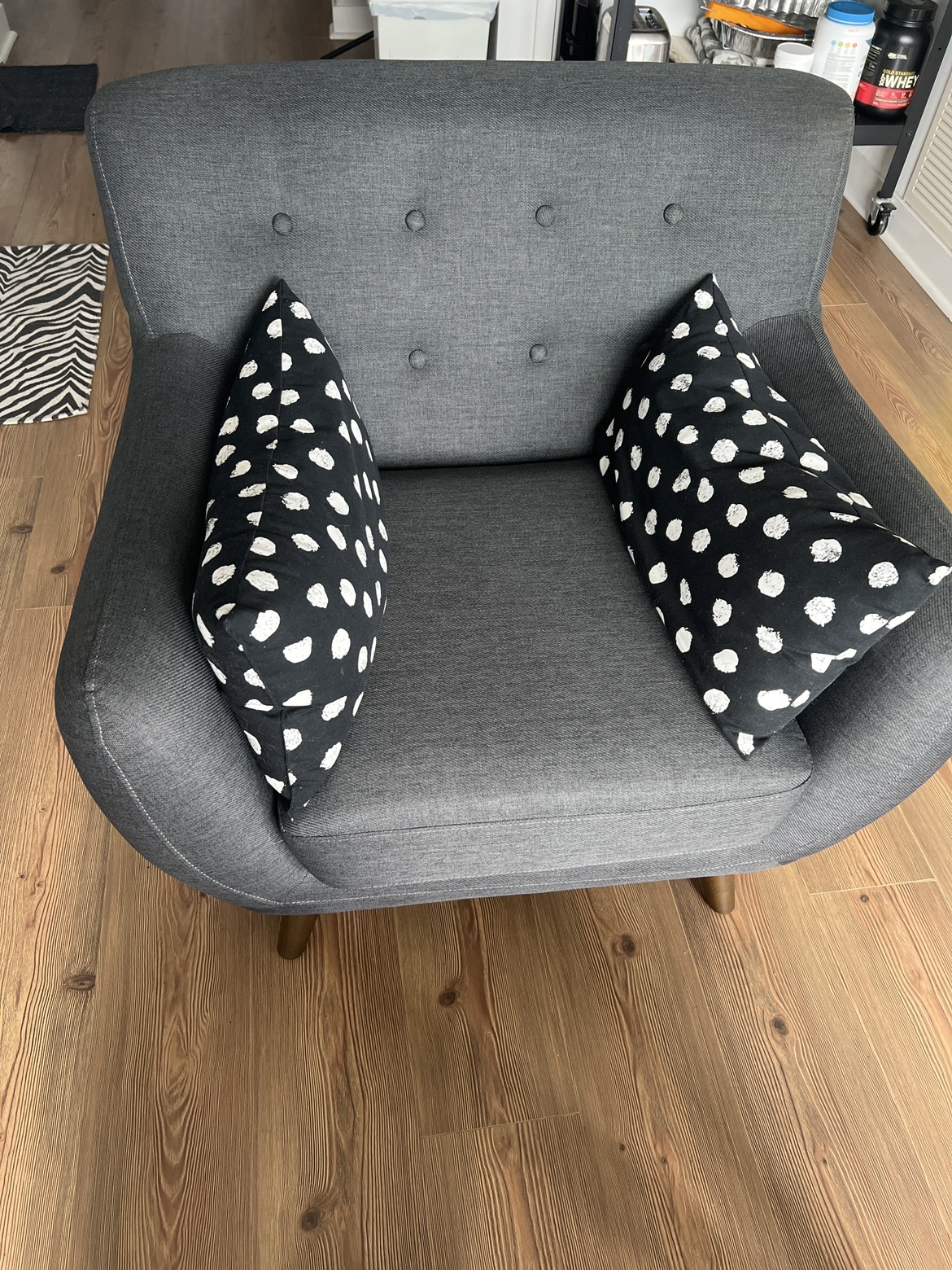Grey chair with cushion