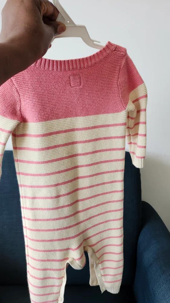 Baby Girl Pink and White Striped Onesie image indicator(2)