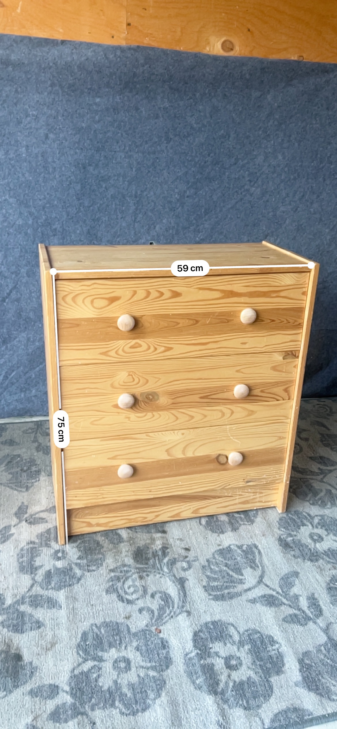 Three-Drawer Wood Dresser