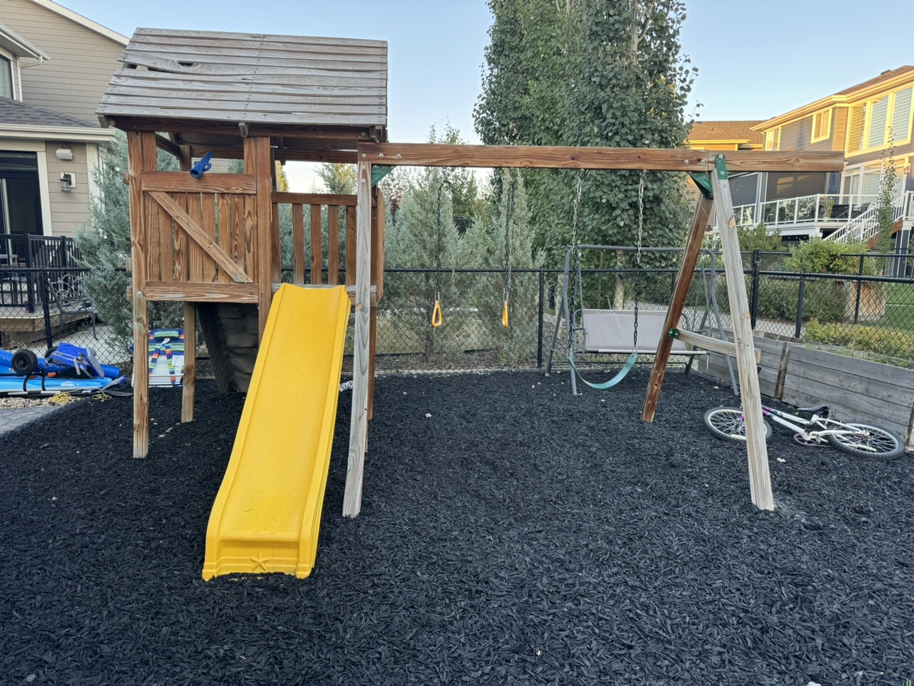 Wooden Playset with Slide and Swings