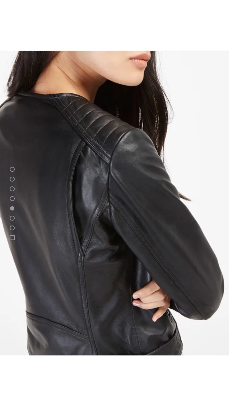 MASSIMO DUTTI Black Leather Jacket,small $120 image indicator(5)