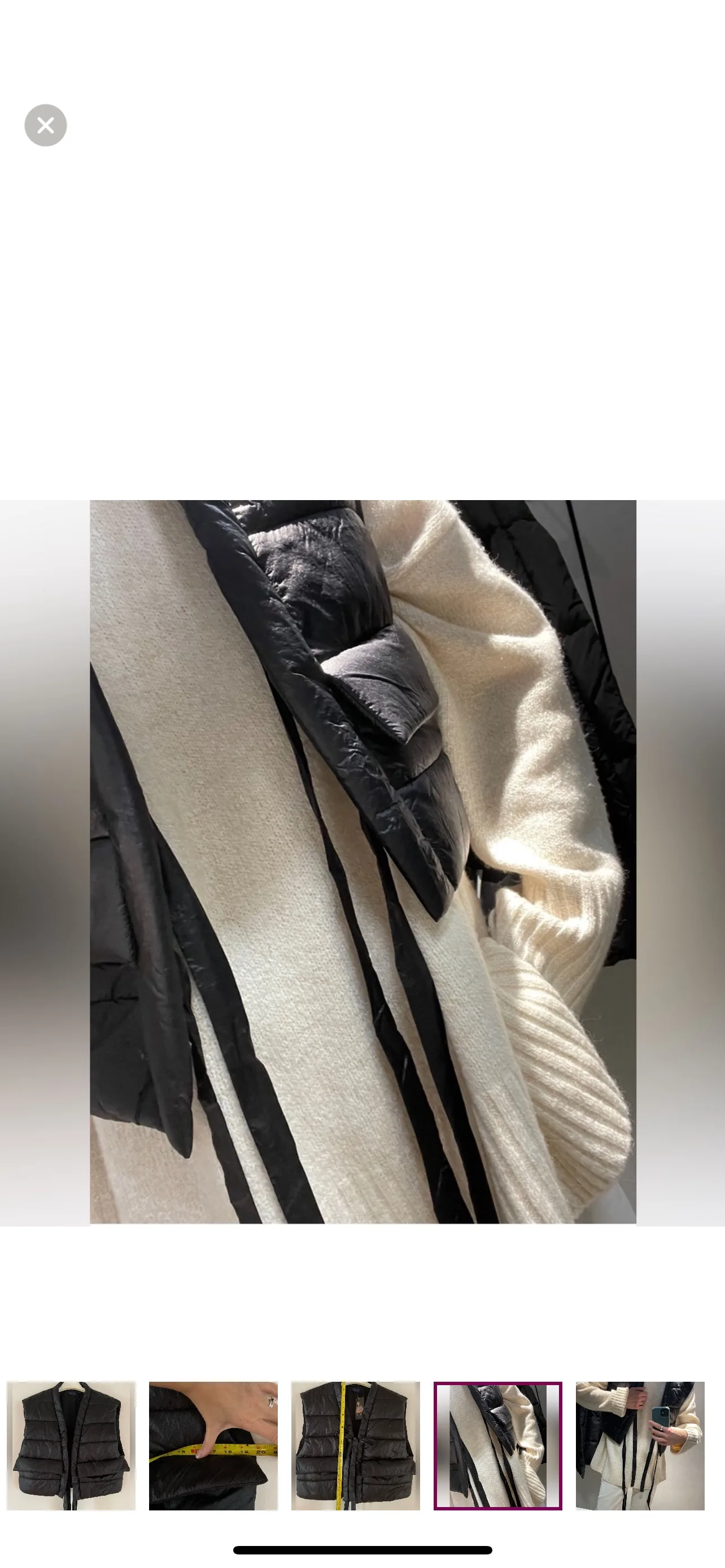 Black Tie Up Boxy Puffer Vest image indicator(6)