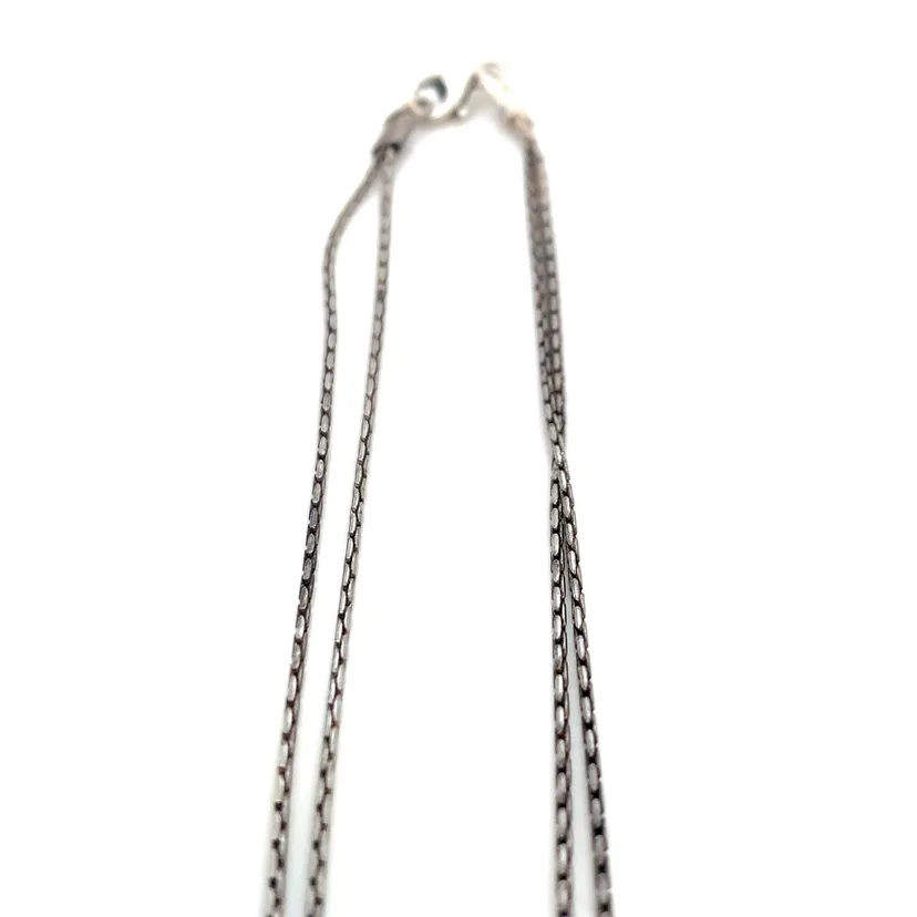 Double Chain Necklace with Pink/Purple Crystals image indicator(7)