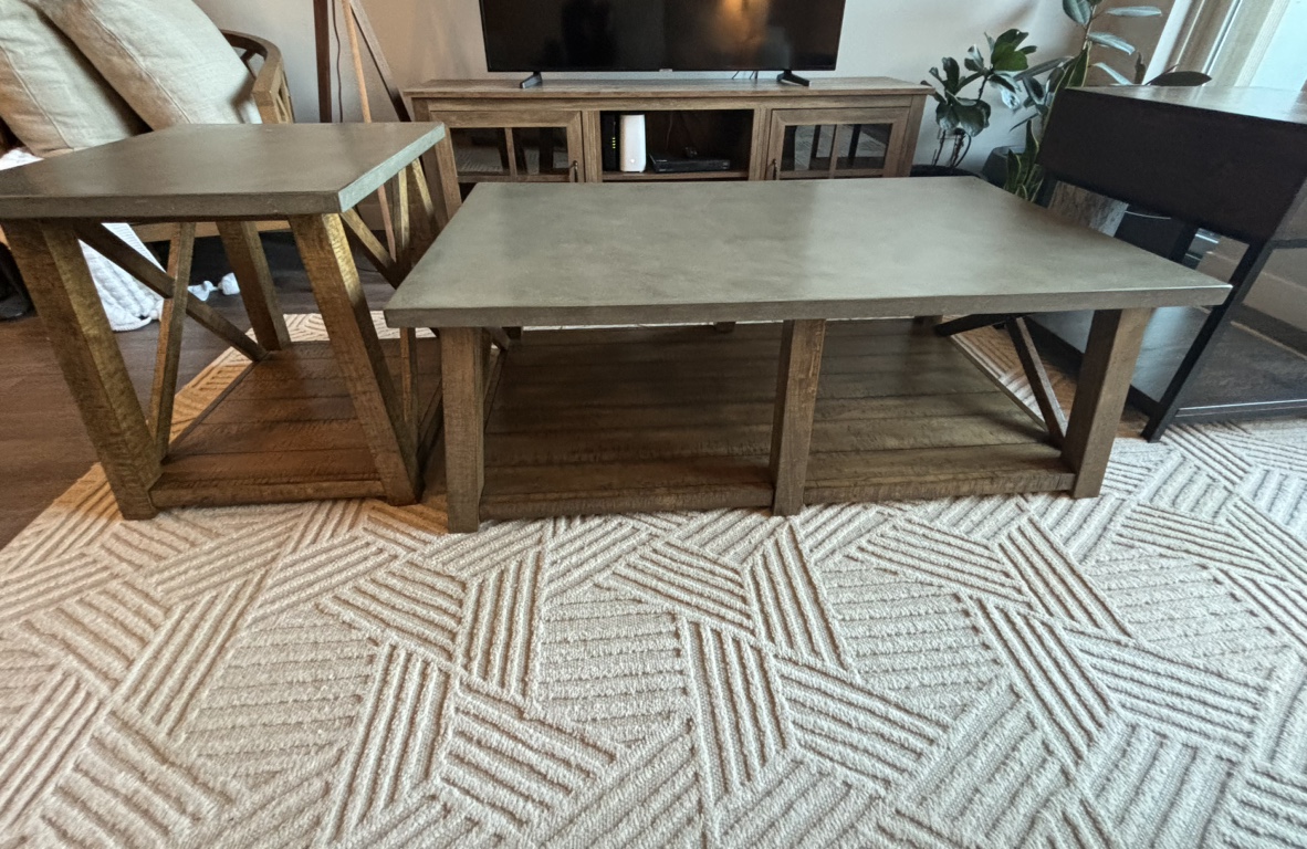 Must Pickup Today. Wimberley Gray Cocktail and End Table