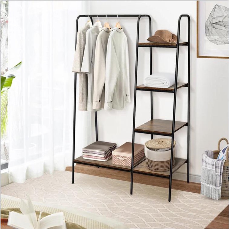 Black Metal and Wood 39.8'' Clothing Rack