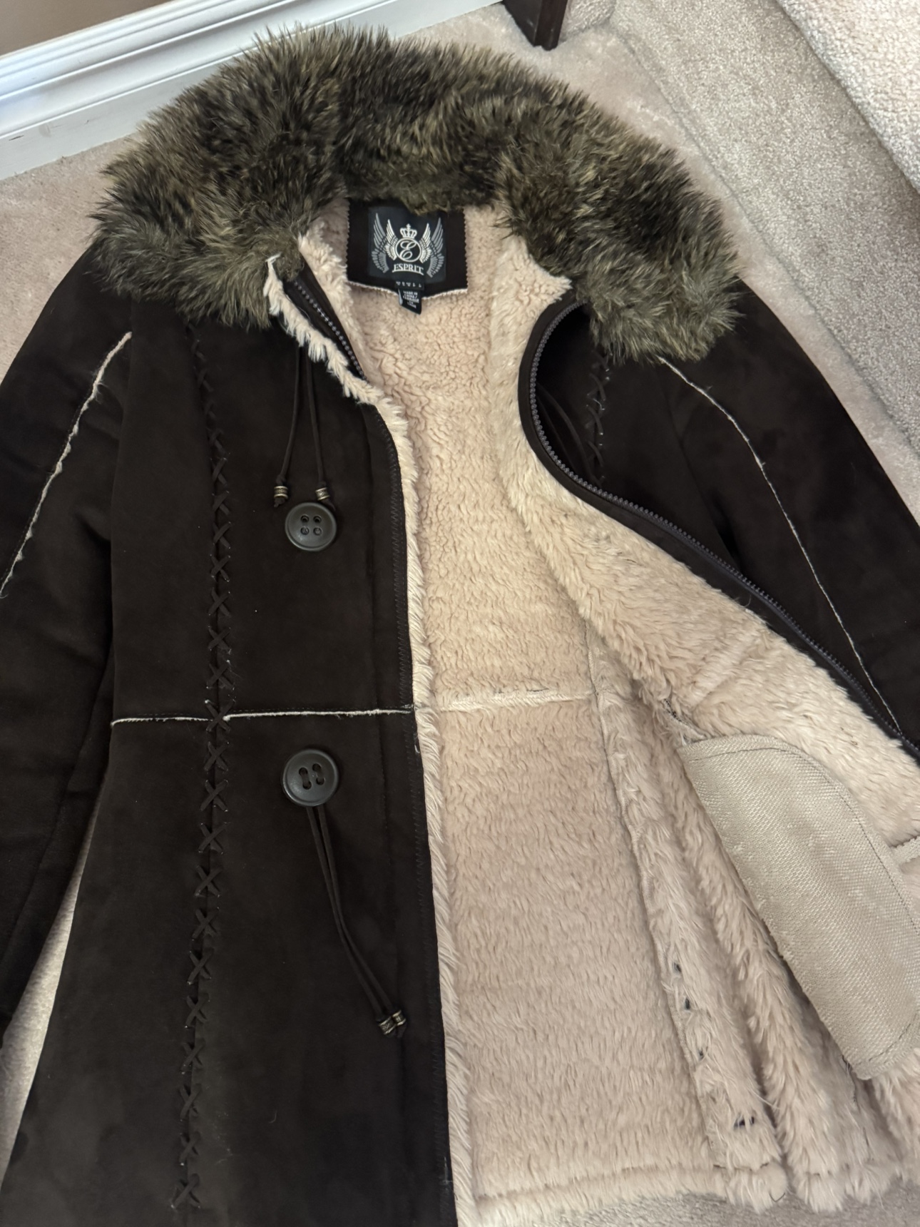 Esprit parka with faux fur hood online