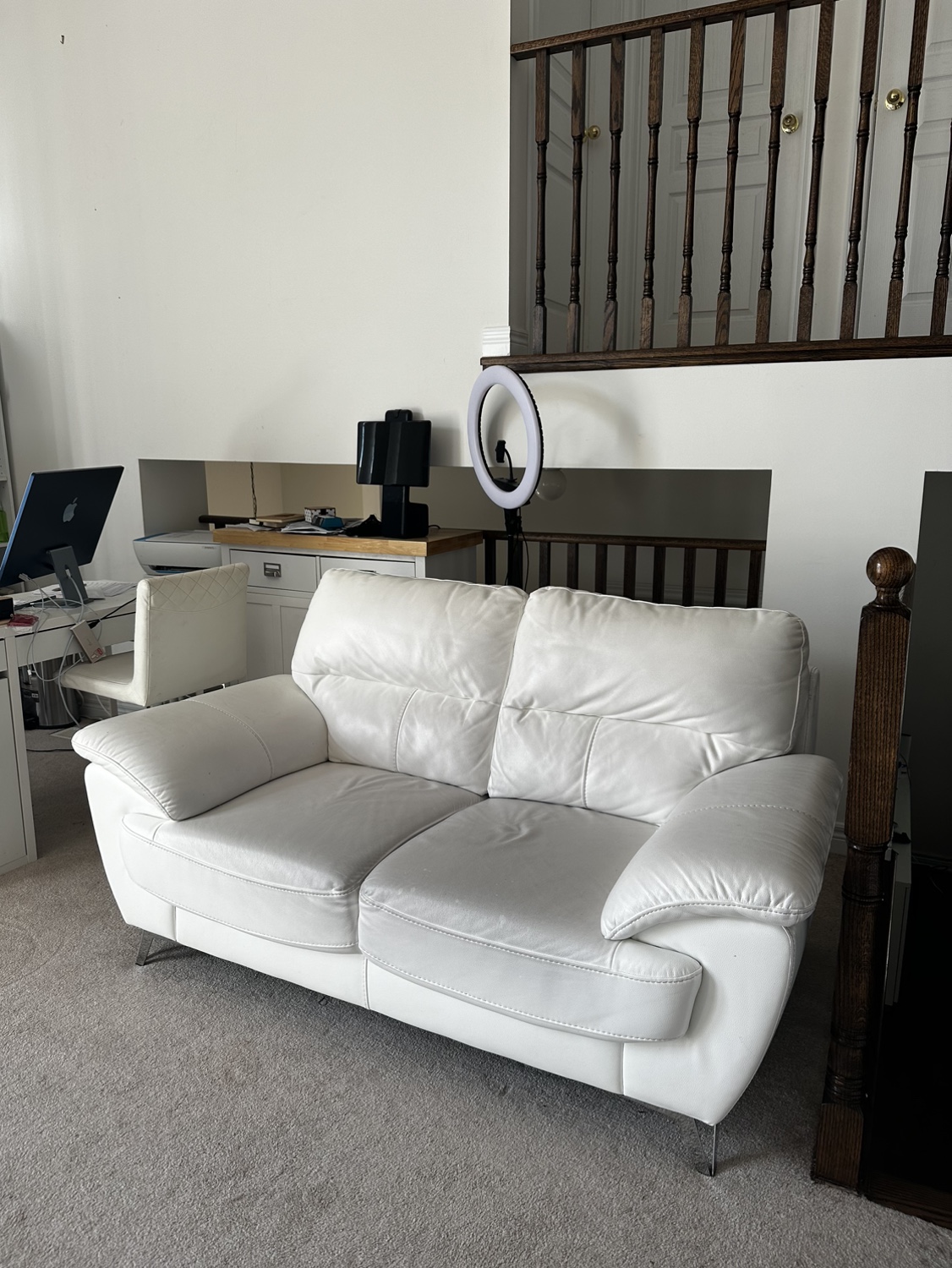 White Leather Sofa - photo 2