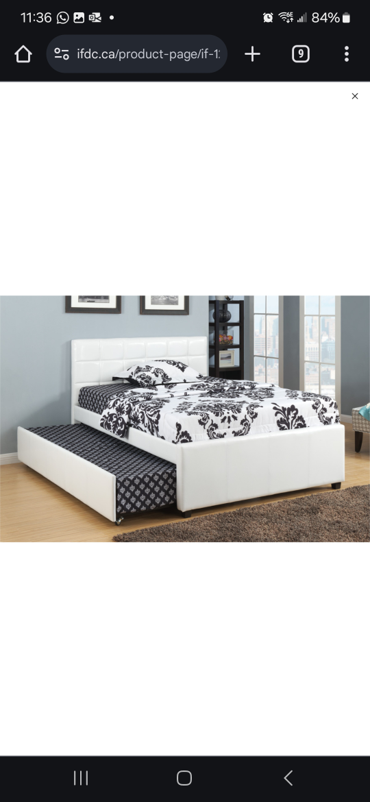 White Twin Sized Pull-Out Bed Frame